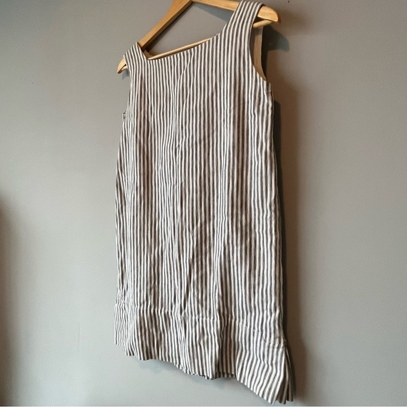 Vintage 90s Striped Heavy Cotton Ticking Shift Dress - Picture 2 of 11